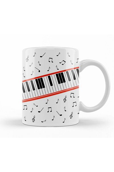 Baskı Dükkanı Piano Piano Music Notes Mug Cup Porcelain