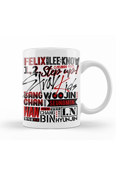 Baskı Dükkanı Stray Kids Font Collage Mug Cup Porcelain