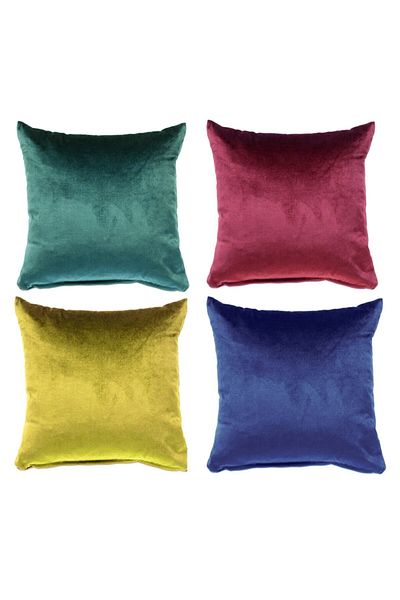 Alacastore Set de 4 huse de pernă din catifea de culoare uni