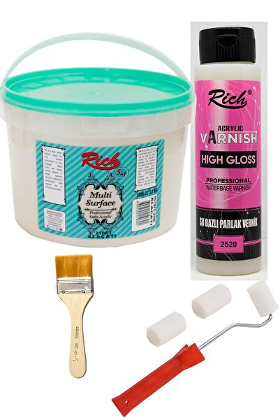 Rich Sanat 4’lü Boya Seti Multi Surface Alaçatı 2500 cc +500 cc Parlak Vernik...
