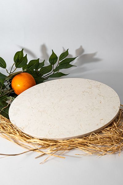TAŞİŞLERİHOME Sineda White Marble Ellipse Presentation Holder
