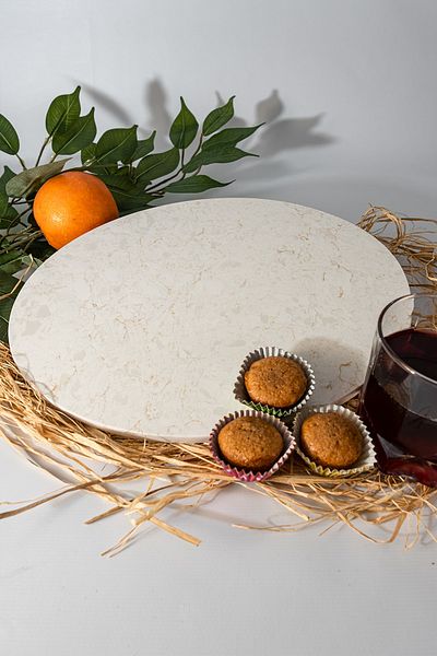 TAŞİŞLERİHOME Sineda White Marble Ellipse Presentation Holder