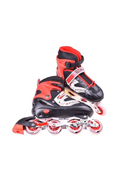 Pasifik Unisex Red Single Row Double Row Adjustable Number Lighted Silicone Wheeled Beginner Skates