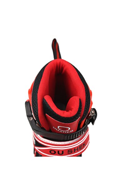 Pasifik Unisex Red Single Row Double Row Adjustable Number Lighted Silicone Wheeled Beginner Skates