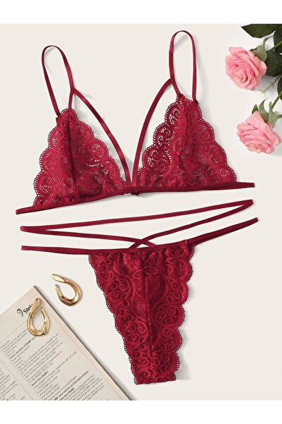 Rose Alexandra Kadın Bordo Dantel Sütyen Külot Takımı