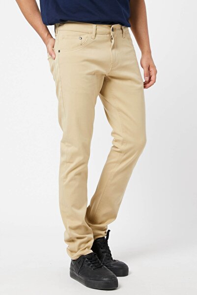 Denim Bej Renk Regular Fit Erkek Pantolon