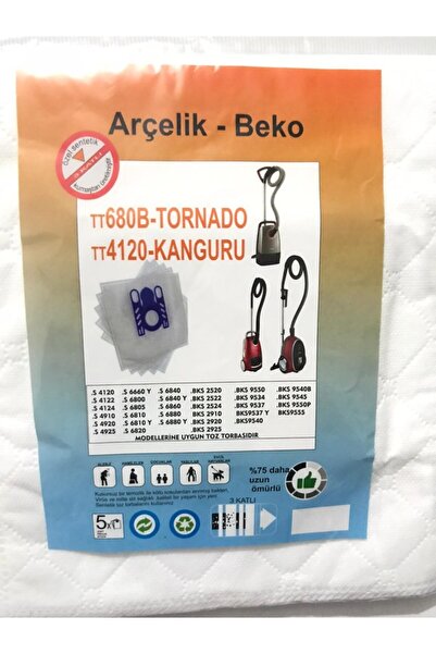 Beko Αντιμικροβιακή τσάντα σκόνης Arçelik - 5 τεμάχια Tornado-Kangaroo