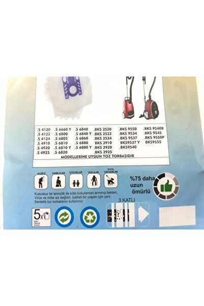 Beko Αντιμικροβιακή τσάντα σκόνης Arçelik - 5 τεμάχια Tornado-Kangaroo