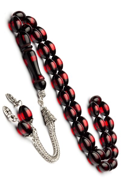 OTTOTESBİH Rozariu din alpaca cu ciucuri 7x11mm, pudră de chihlimbar roșu