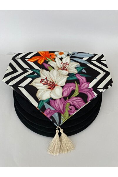 Ayşemce Американски сервизен комплект (покривка с лилии, 6 черни цветове Supla)