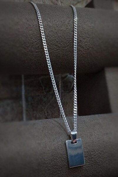 Erer Gümüş Gümüş Erkek Bayan 65 Cm Plaka Kolye Oz13rt3