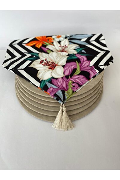 Ayşemce Σουπλά Σετ (Σχέδιο Κρίνος Τραβέρσα 6 Κρεμ Χρώματα Supla)