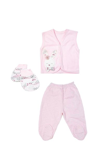 Miniworld Pink Baby Girl Sleeping Rabbit Bodysuit Set - 10 Pcs