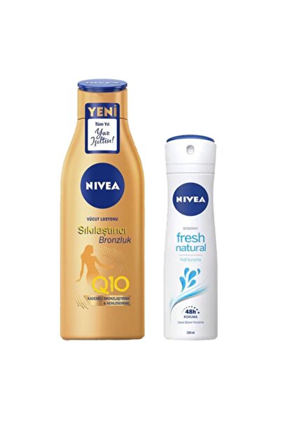 NIVEA Q10 Sıkılaştırıcı & Bronzluk Vücut Losyonu 200 Ml + Fresh Kadın Deodora...