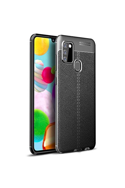 Nezih Case Samsung Galaxy A21s (deri Görünüm) Silikon Kılıf Siyah