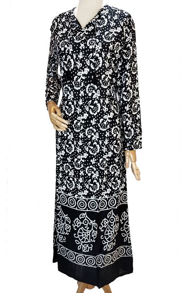 Reis Women's Black and White Viscose Hijab Dress