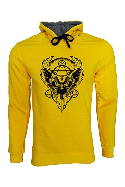 Raf Coll Унісекс жовта куртка з капюшоном і принтом сови