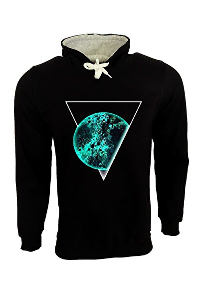 Raf Coll Unisex majica sa kapuljačom Planet Štampano crne boje