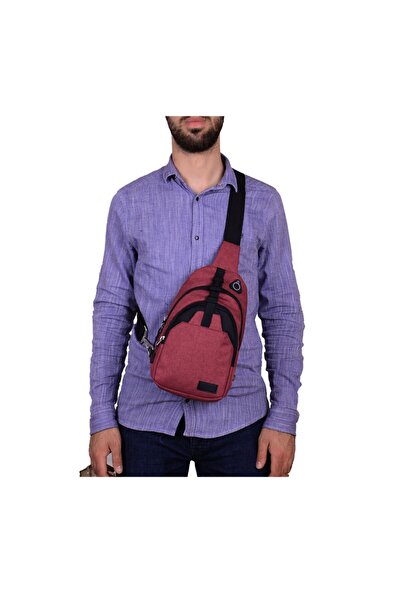 Strong Bag Бордовий міцний рюкзак з перехресними ременями на грудях і спині, ...