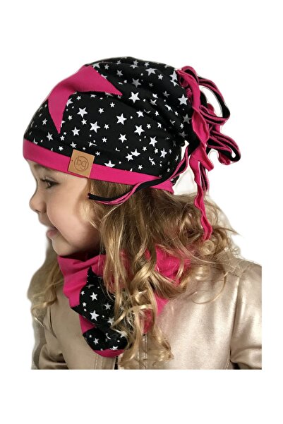 Babygiz Черна яка за момиче с барета с цвят на фуксия