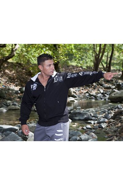 Big Sam Men's White Hooded Zippered Relaxed Fit Tracksuit Top 3540
