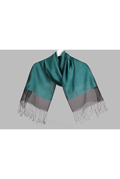 ARMANDA İpekli Siyah Petrol Çift Katlı Tüllü Şal