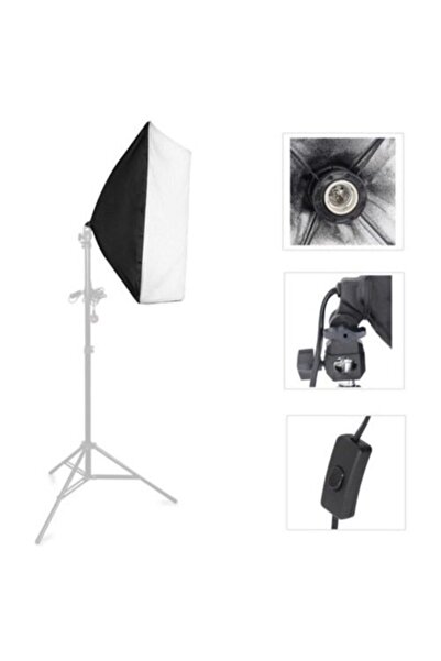 Flash Softbox 50x70 cm Youtuber Make Up Vi Sürekli Işık Tek Duy