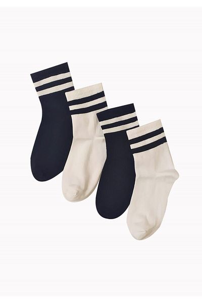 MEM SOCKS Κοντές ριγέ κάλτσες 4 συσκευασιών