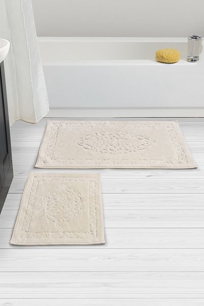 Alanur Home Damaks Cotton Bathroom 2-Pece Σετ Τουαλέτας Κρέμα Ματ