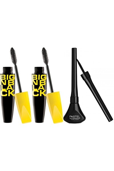 Pastel 2 Adet Big N Black Maskara Siyah 1 Adet Suya Dayanıklı Siyah Dipliner - Waterproof Dipliner 5 Ml