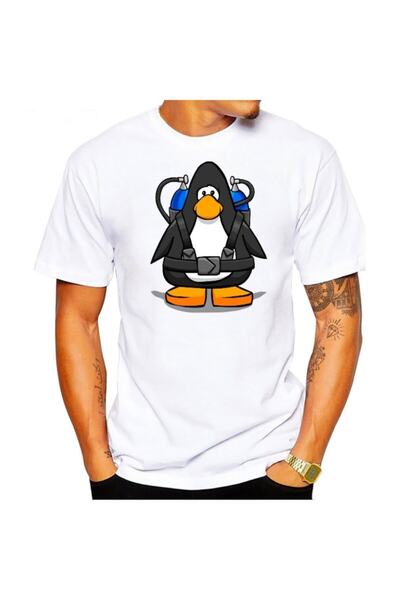 Scubapro تي شيرت سكوبا البطريق الأبيض للرجال