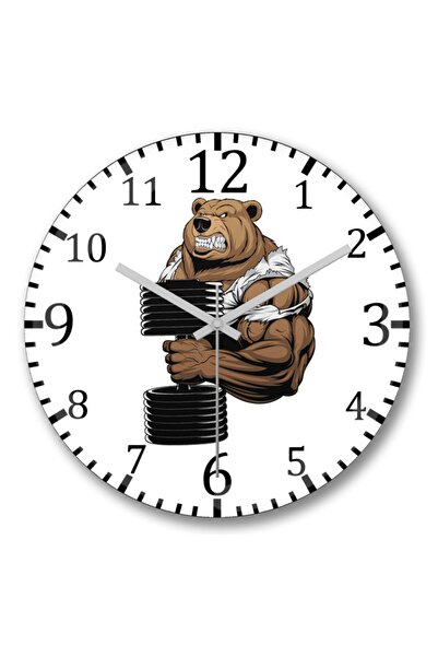 Baskı Dükkanı ساعة حائط على شكل دب زجاج حقيقي منحني