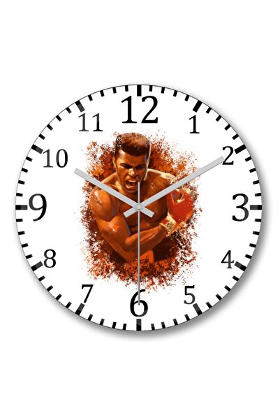 Baskı Dükkanı Ceas de perete de box Muhammad Ali din sticlă reală curbată