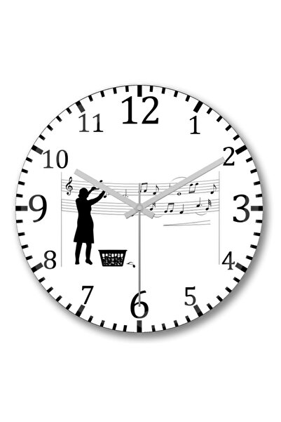 Baskı Dükkanı زجاج حقيقي - موسيقى ملاحظة، ساعة حائط مضحكة، منحنية