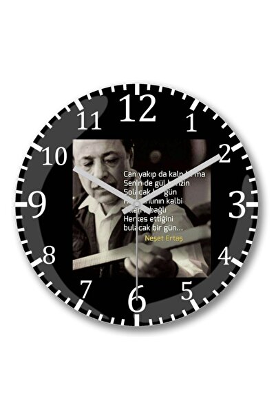 Baskı Dükkanı Ceas de perete Neşet Ertaş din sticlă reală curbată