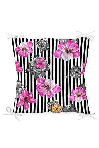 Realhomes Стільці з цифровим принтом «Кольорові квіти на смугастому тлі»