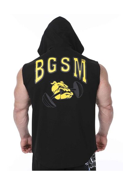 Big Sam Men's Black Fitness Bodybuilding Hooded Vest 3625