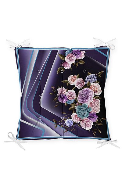 Realhomes 3D Digital Printed Chair Cushion with Purple Background