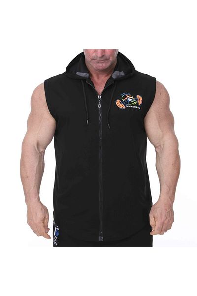 Big Sam Men's Fitness Bodybuilding Hooded Black Vest 3624