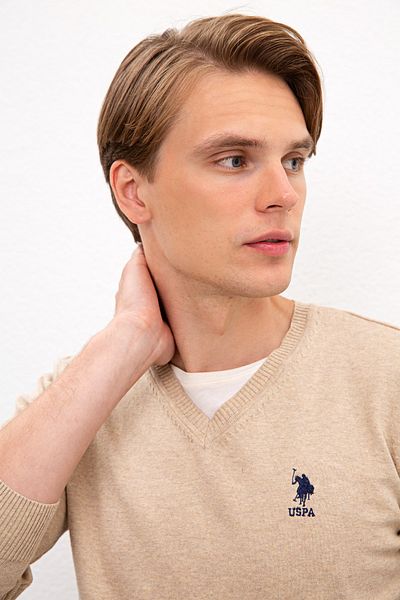 U.S. Polo Assn. Ανδρικό πουλόβερ καφέ