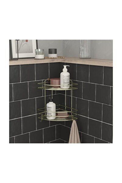 Teknotel İKİ KATLI KANCALI BANYO RAFI ALTIN SARI BK022H