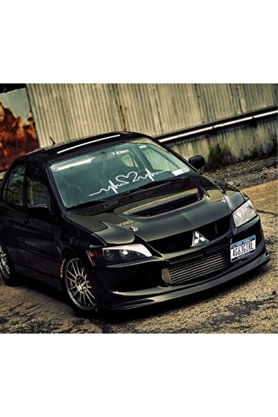 TSC ملصق سيارة أمامي للزجاج الأمامي باللون الأبيض، نبضات قلب، إيقاع 50 سم