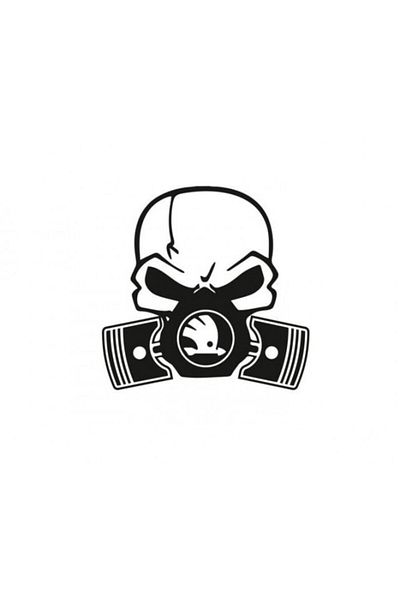 TSC Skoda Piston Skull Car Sticker Pasting
