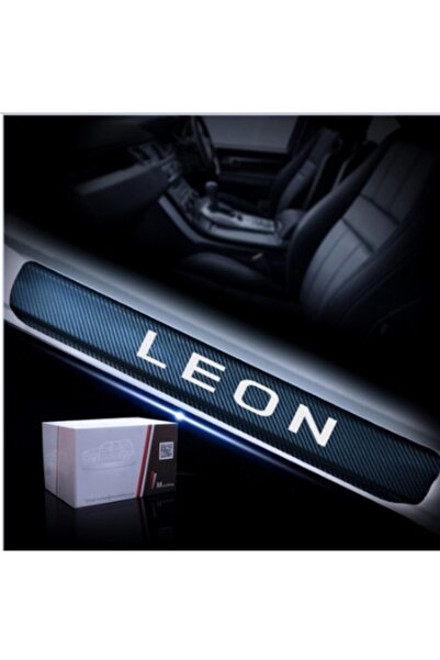 TSC سيات ليون ألياف الكربون عتبة الباب حروف ملصق حماية الطلاء