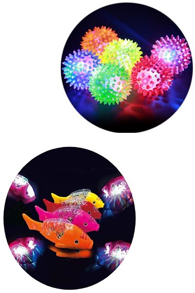 RoseRoi 1 Piece Toy Walking Fish +1 Piece Spiny Lighted Ball Baby's Crawling Playmate