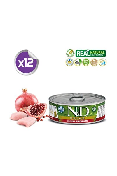 N&D ND Prime Tahılsız Kitten Tavuklu Narlı Yavru Kedi Konservesi 80 gr x 12