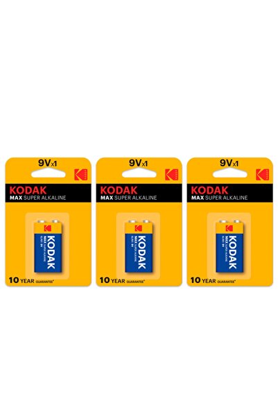 Kodak Max Super Alkaline (1x3) 3 Adet Alkalin 9 Volt Pil - Ekonomik Paket