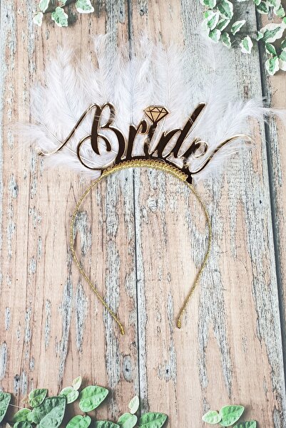 PEKSHOP Coroană de mireasă cu pene, tiara de mireasă, aurie