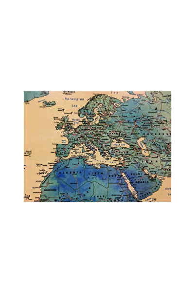 MapofX Detaylı Suluboya Kanvas Dünya Haritası