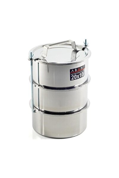 Abant Çelik 3'lü Sefertası Yemek Taşıma Kabı - 20 x 10 cm